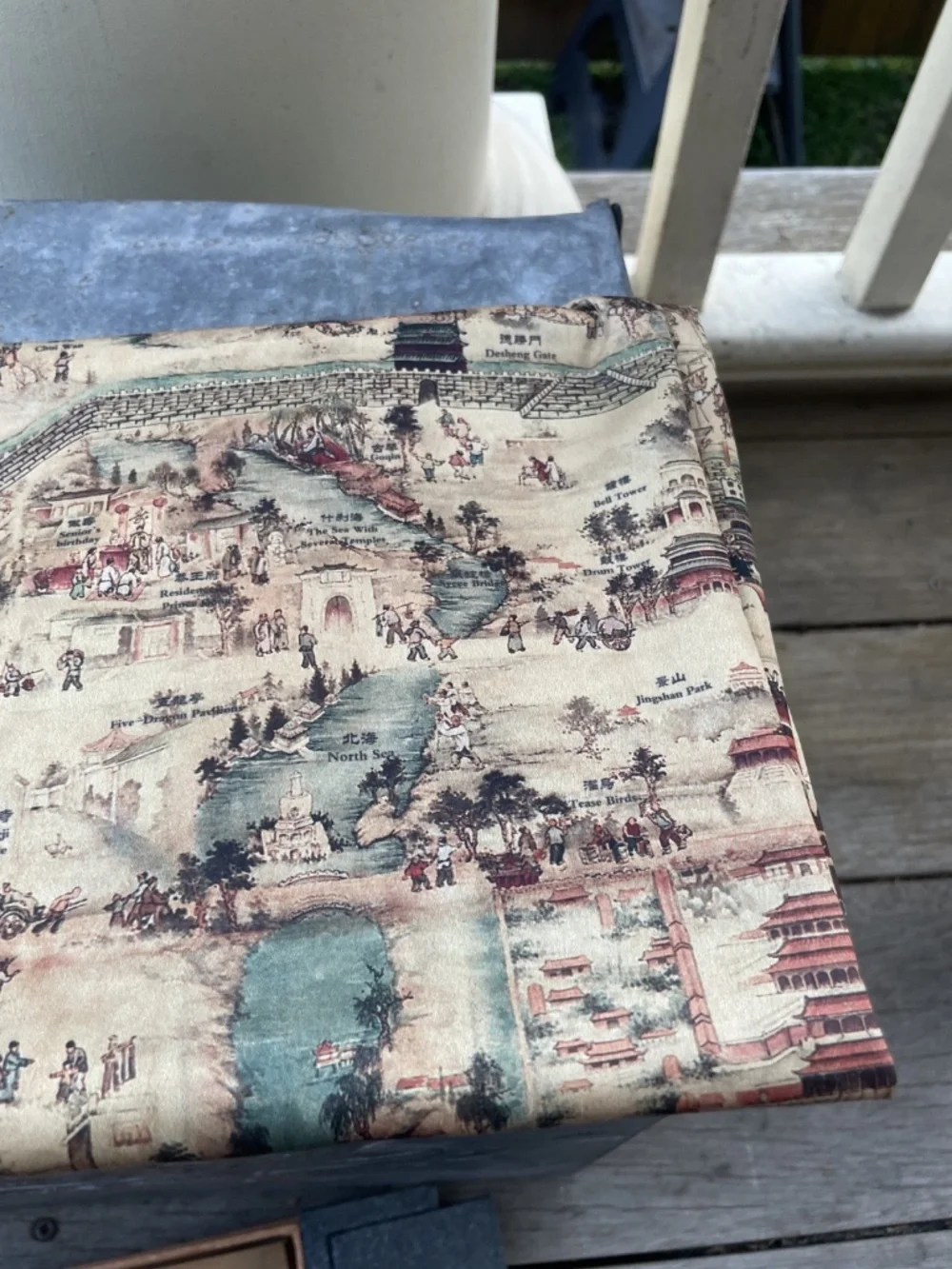 Panorama Beijing Custom Image Map Silk Collectible Scarf 27 in.x 27 in.